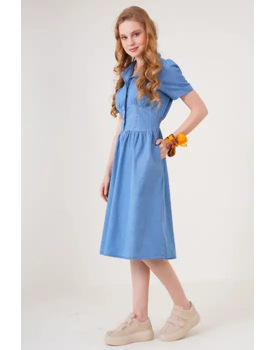 2210 Kot Elbise - Mavi