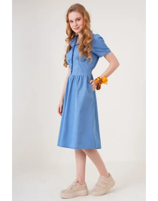 2210 Kot Elbise - Mavi