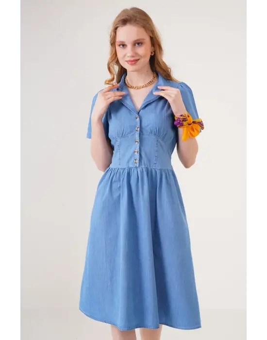 2210 Kot Elbise - Mavi