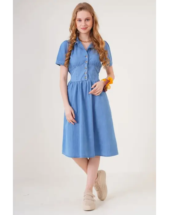 2210 Kot Elbise - Mavi