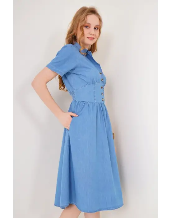 2210 Kot Elbise - Mavi