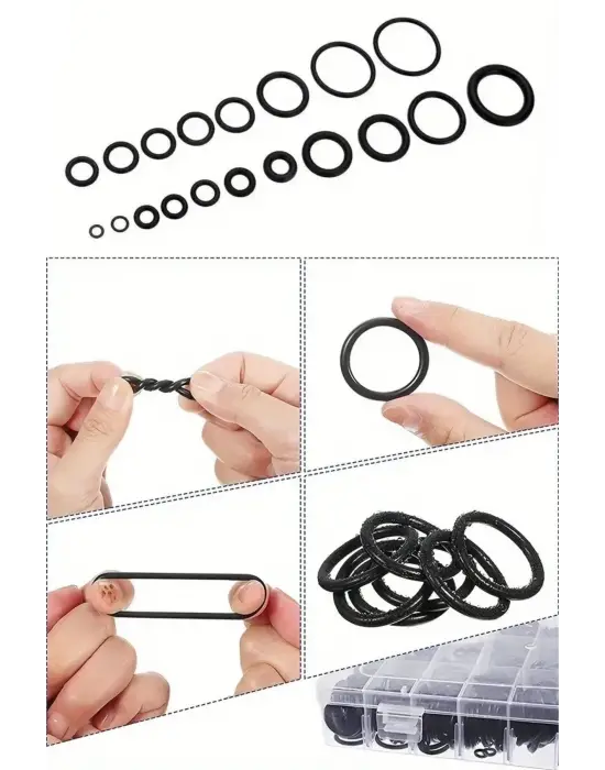 225 Parça Kauçuk Conta Seti ,kendiliğinden Saklama Kutulu O Halkası Seti