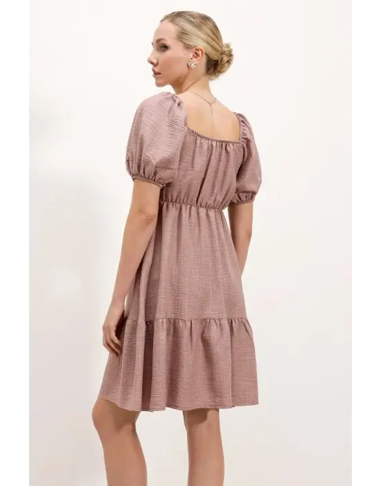 2351 Kloş Poplin Elbise - A.Gül Kurusu