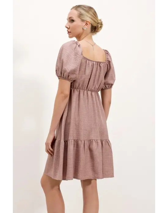 2351 Kloş Poplin Elbise - A.Gül Kurusu