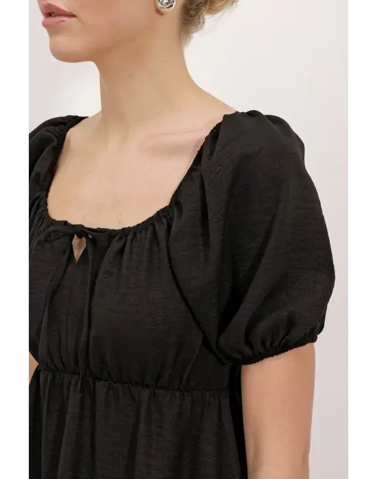 2351 Kloş Poplin Elbise - A.Siyah