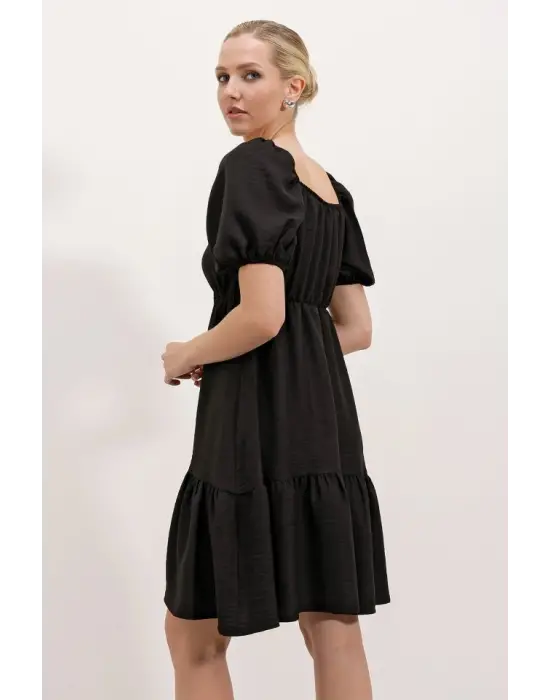 2351 Kloş Poplin Elbise - A.Siyah