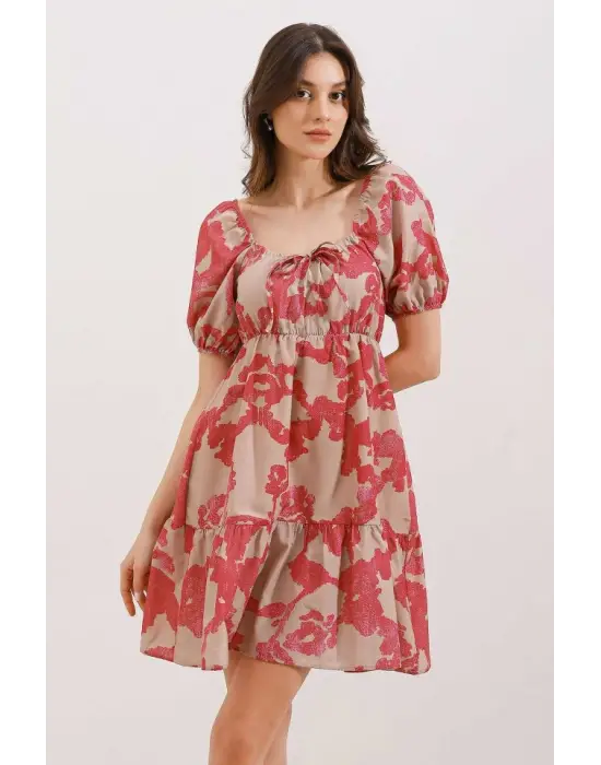 2351 Kloş Poplin Elbise - D. Fuşya