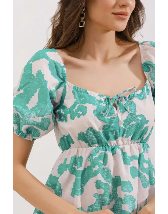 2351 Kloş Poplin Elbise - D. Mint