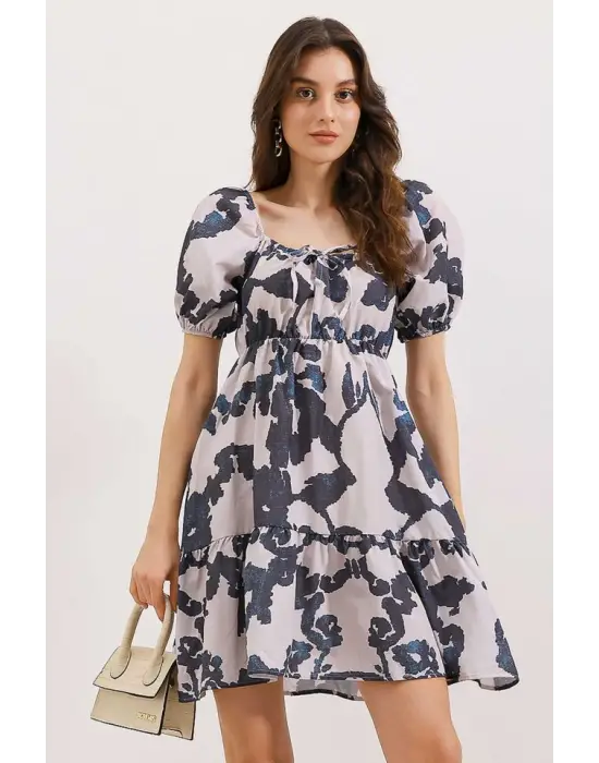 2351 Kloş Poplin Elbise - D. Siyah