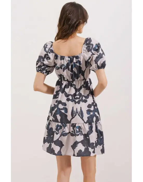 2351 Kloş Poplin Elbise - D. Siyah