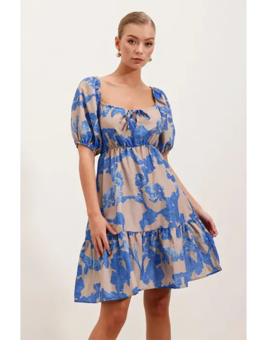 2351 Kloş Poplin Elbise - D.Mavi