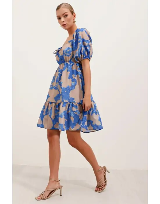 2351 Kloş Poplin Elbise - D.Mavi