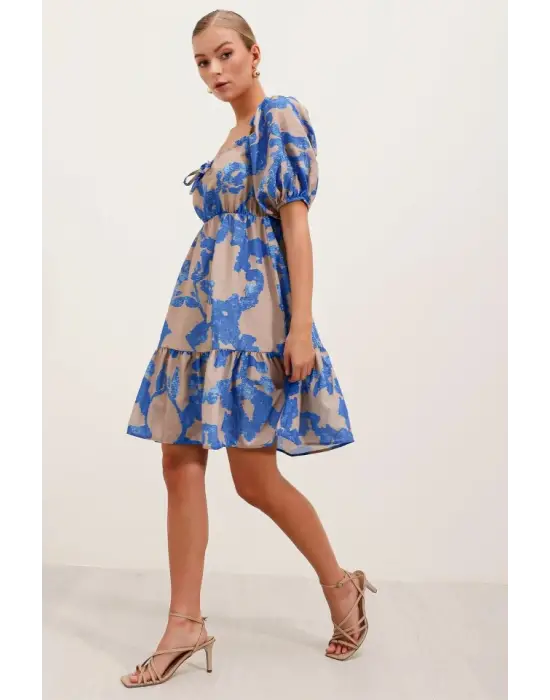 2351 Kloş Poplin Elbise - D.Mavi