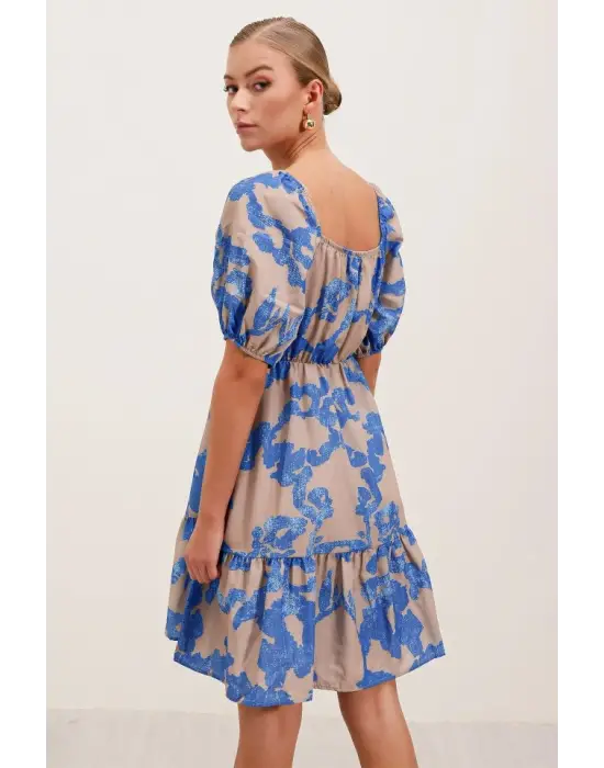 2351 Kloş Poplin Elbise - D.Mavi