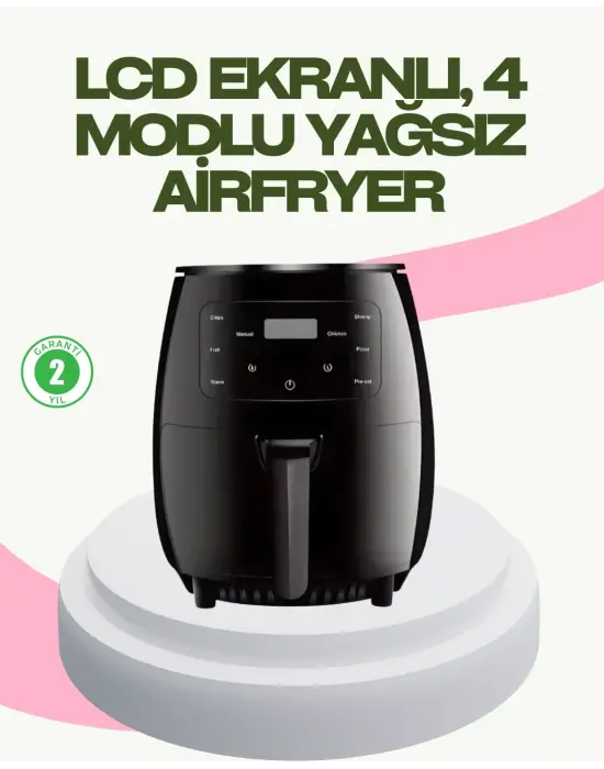 2400w Güçlü Airfryer 6l Yapışmaz Hazne Bulaşık Makinesi Uyumlu