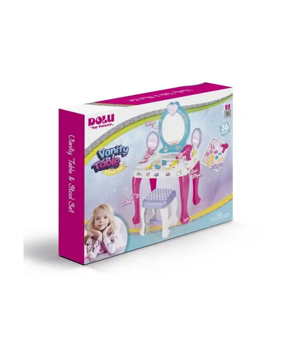 2568 OYUNCAK UNICORN MAKYAJ MASASI VE TABURE SETİ