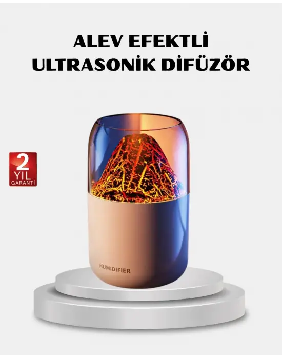 280ml Alev Işıklı Ultrasonik Hava Nemlendirici Sessiz Ve Usb Şarjlı