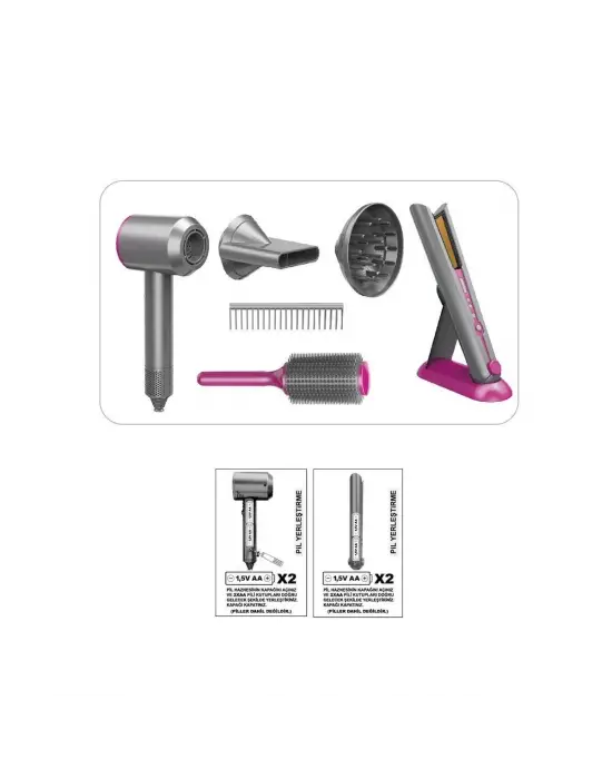 Omarı Sesli ve Işıklı 2IN1 Lüks Saç Şekillendirici Set