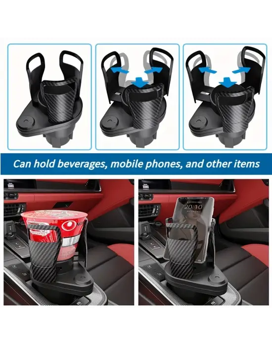 2’si 1 Arada Ayarlanabilir Araç Bardak Tutucu, Genişleyebilir Üst Kısım 3”-6.2”, Şişe Adaptörü, Araba Organizatörü, Dayanıklı Taban, Ramblers Hydroflask Uyumlu, Modern Araç Düzenleyic