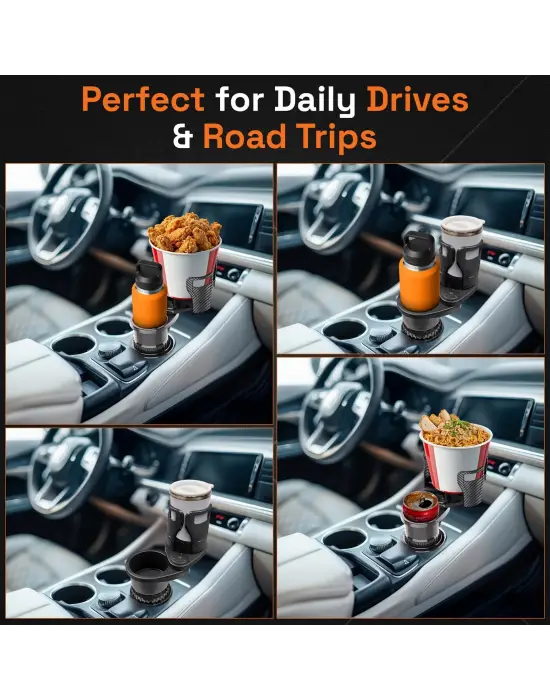 2’si 1 Arada Ayarlanabilir Araç Bardak Tutucu, Genişleyebilir Üst Kısım 3”-6.2”, Şişe Adaptörü, Araba Organizatörü, Dayanıklı Taban, Ramblers Hydroflask Uyumlu, Modern Araç Düzenleyic