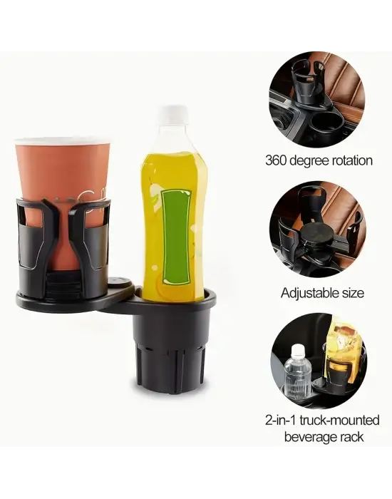 2’si 1 Arada Ayarlanabilir Araç Bardak Tutucu, Genişleyebilir Üst Kısım 3”-6.2”, Şişe Adaptörü, Araba Organizatörü, Dayanıklı Taban, Ramblers Hydroflask Uyumlu, Modern Araç Düzenleyic