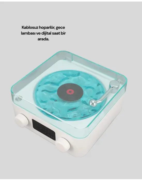 3-1 Kablosuz Bluetooth Hoparlör – Gece Lambalı, Saatli, Retro Tasarım