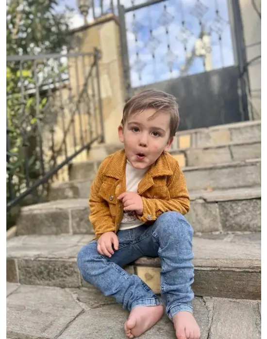 Çocuk 3lü Fitilli Kadife Takım Kiremit