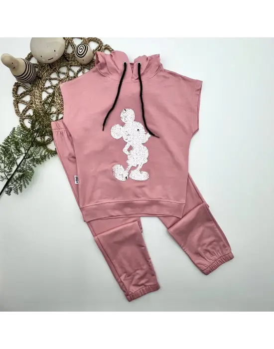 Modern Kapşonlu Mickey Desenli Çocuk Takımı