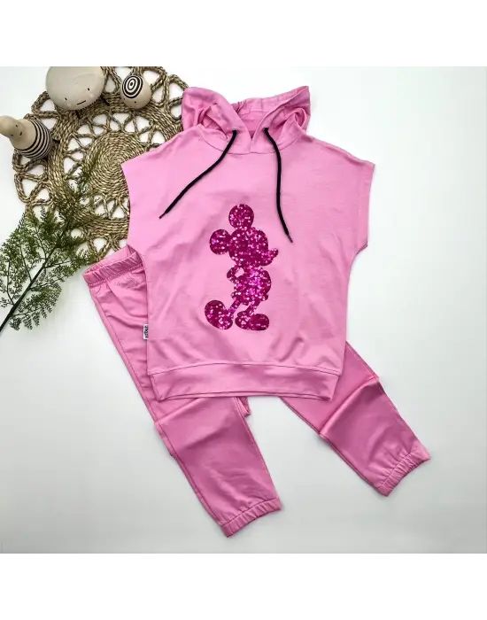 Çarpıcı Kapşonlu Mickey Desenli Çocuk Takımı