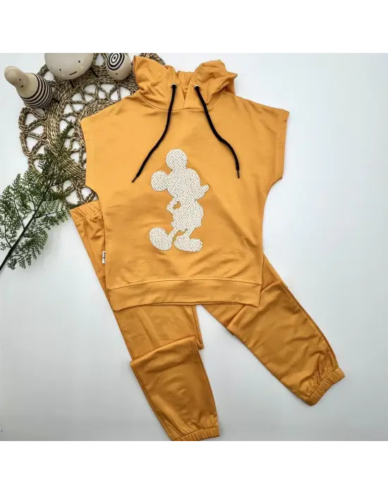 Çarpıcı Kapşonlu Mickey Desenli Çocuk Takımı