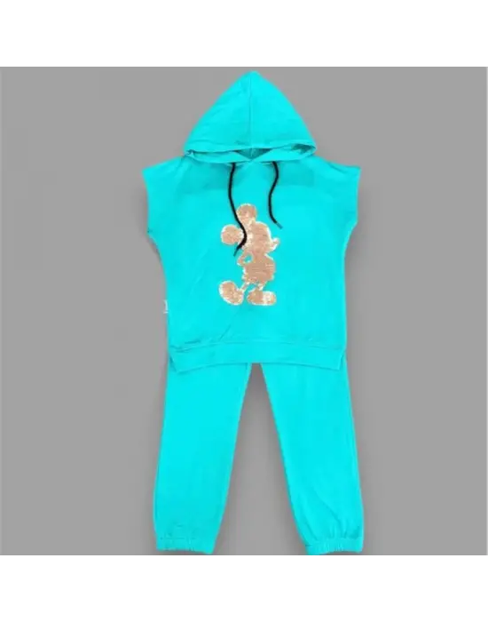 Göz Alıcı Payetli Mickey Desenli 3-4-5 Yaş Çocuk Takımı