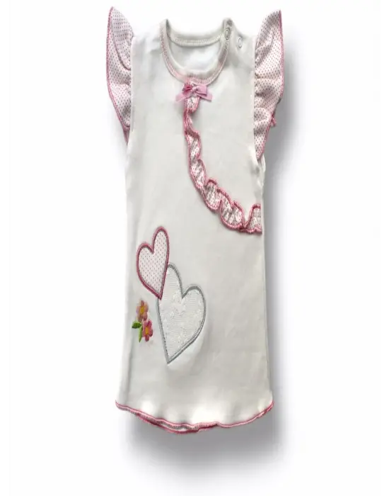 Çift Kalp Nakışlı Bebek Takımı