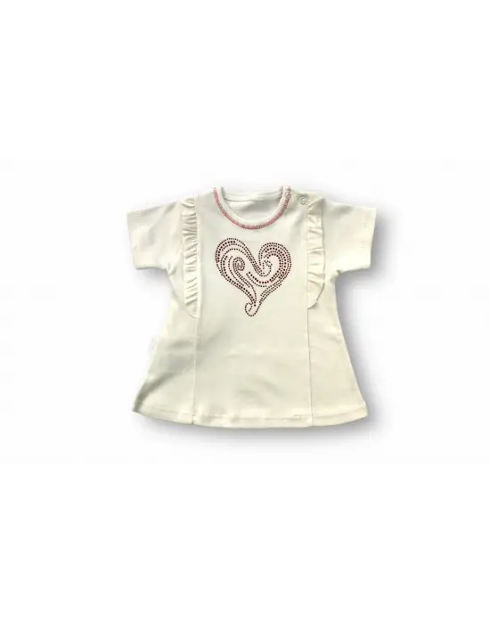 Trend Kalp Baskılı Uzun Kollu Kız Bebek Takımı