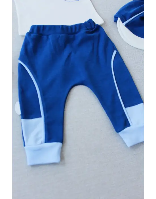 Şık Nakışlı Uzun Kollu Erkek Bebek Sweat Takımı