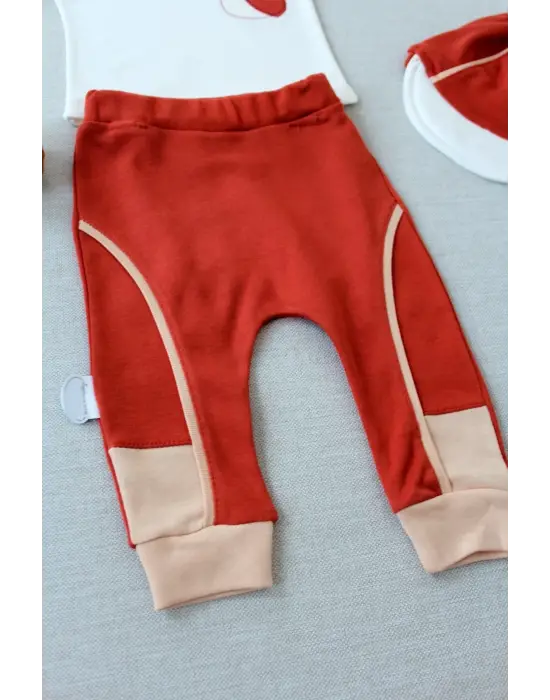 Modern Nakışlı Cep Şapkalı Uzun Kollu Erkek Bebek Sweat Takımı