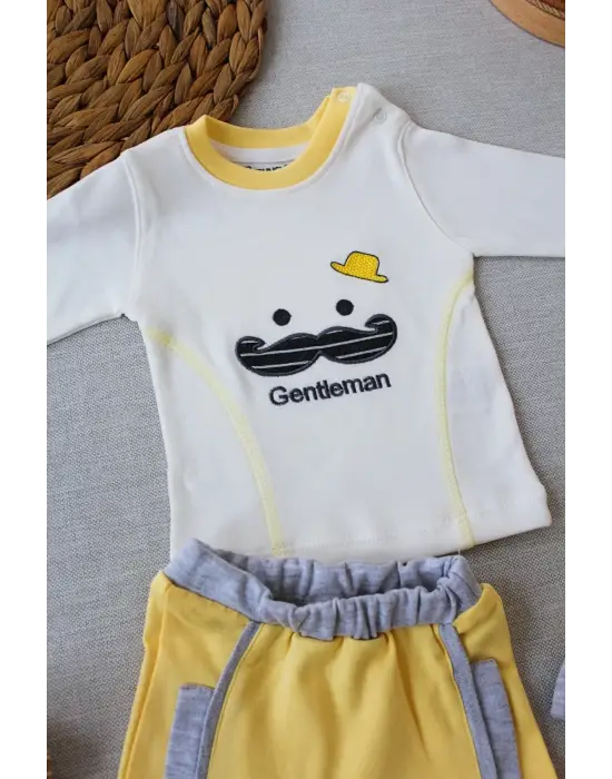 Elegan Erkek Bebek Takımı Lady Şapkalı Sweat 3lü