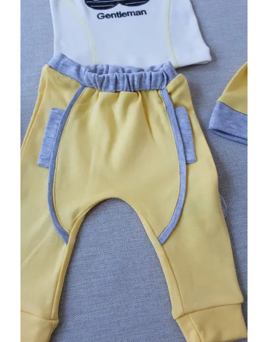Elegan Erkek Bebek Takımı Lady Şapkalı Sweat 3lü