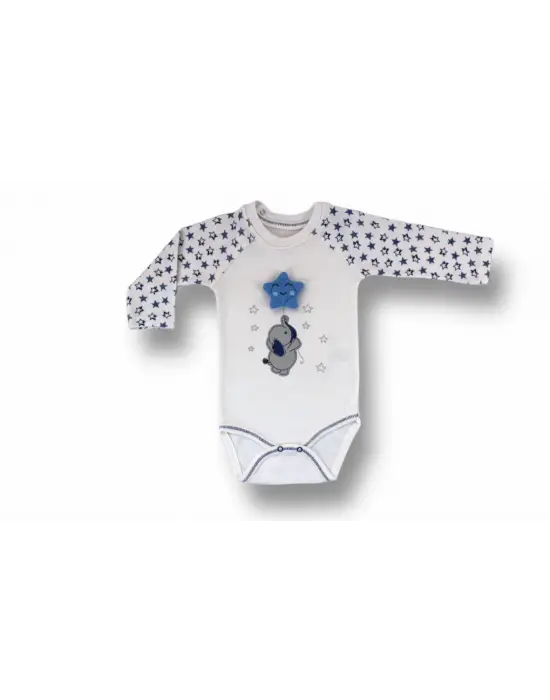 Zarif Nakışlı Bandajlı 3lü Erkek Bebek Takımı