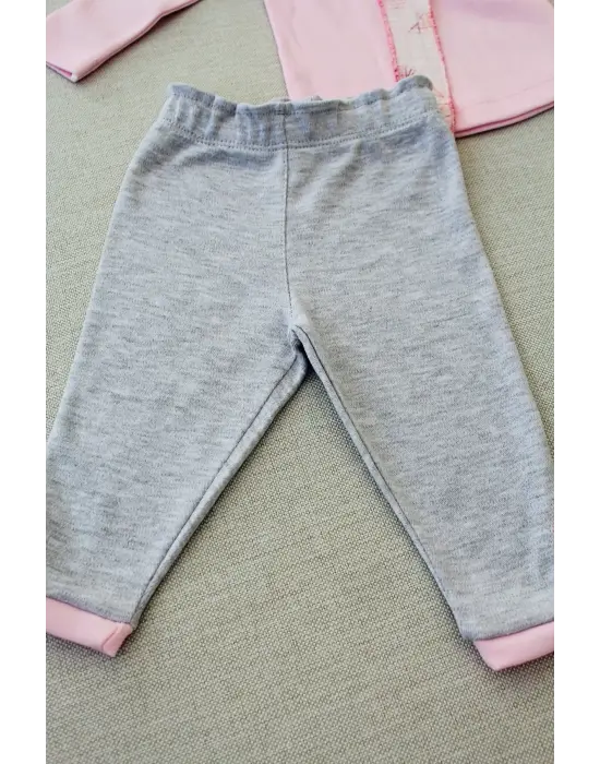 Zarif Matmazel Yaka Fırfır Detaylı Bandanalı Bebek Sweat Takımı