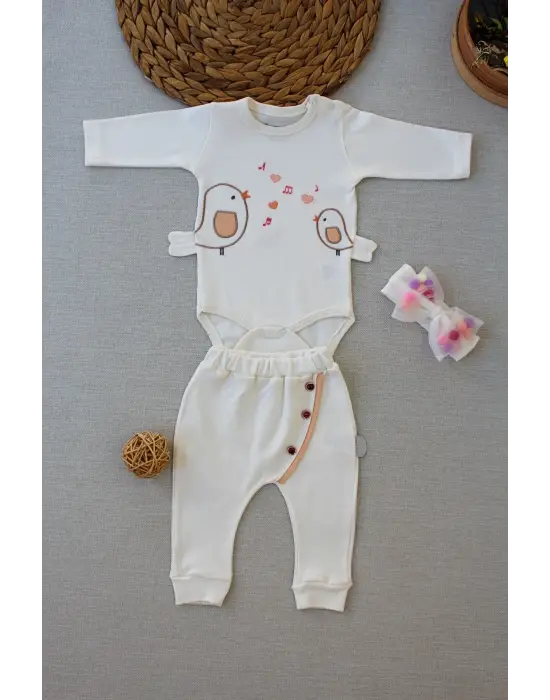 Göz Alıcı Nakışlı Uzun Kollu Bebek Takımı