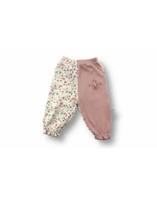 Çiçek Nakışlı Uzun Kollu Kız Bebek Takımı