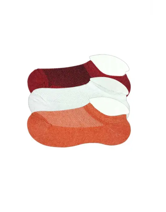 Omarı Çocuk Sneaker Patik Çorap Seti - Bordo Beyaz Turuncu