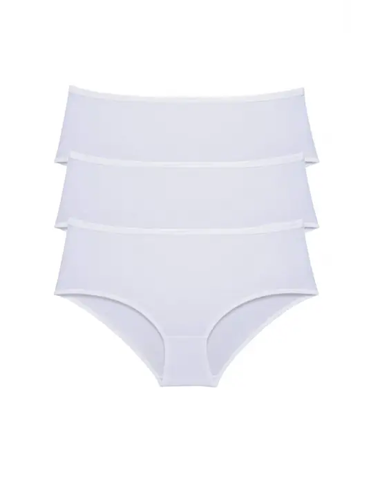 3 Adet Kadın Yüksek Bel   Külot Beyaz