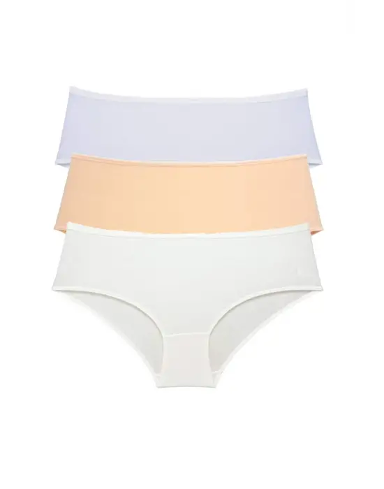3 Adet Kadın Yüksek Bel   Külot Beyaz Ten Krem