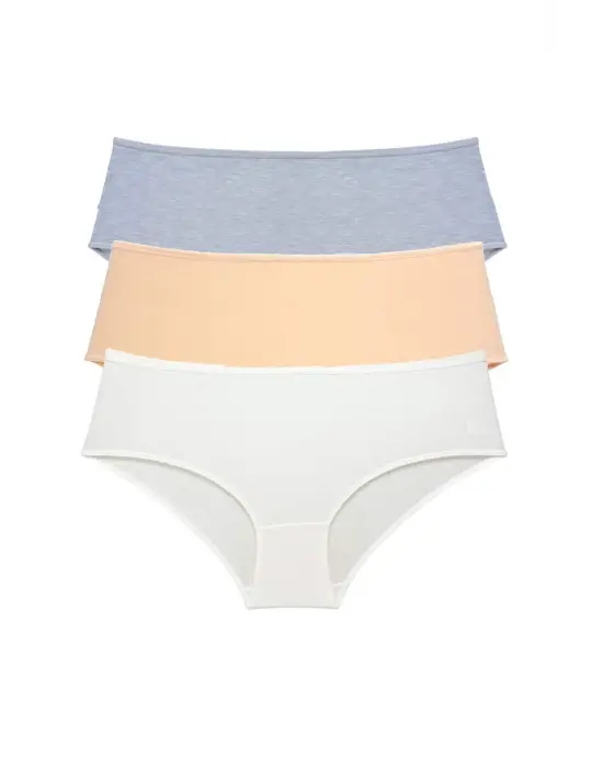 3 Adet Kadın Yüksek Bel   Külot Gri Ten Krem