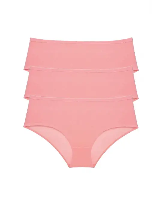 3 Adet Kadın Yüksek Bel   Külot Pudra