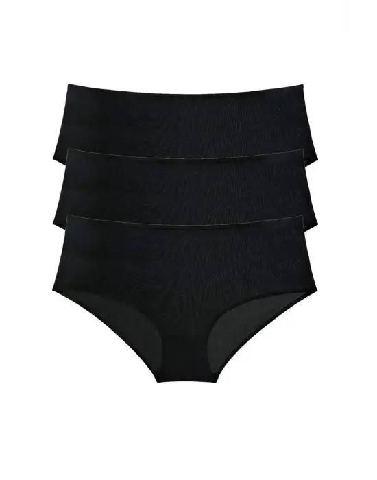 3 Adet Kadın Yüksek Bel   Külot Siyah