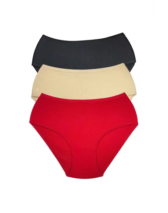 3 Adet Kadın Yüksek Bel Ribana   Külot S027