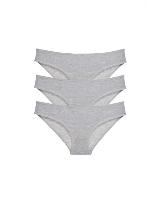 Özgün 3 Adet Kadın Slip Külot Seti Gri