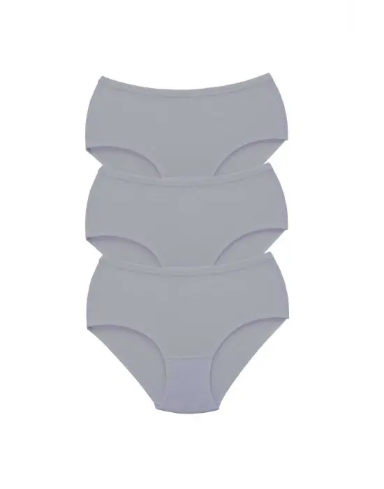 3 Adet Tutku Kadın Yüksek Bel   Kalın Lastik Külot Gri